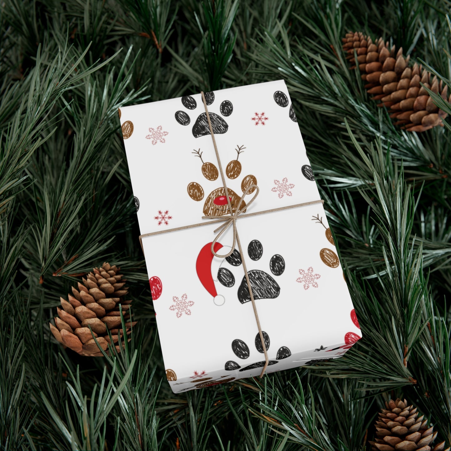 Dog Pawprint Christmas Wrapping Paper, Classic Christmas Gift Wrap Roll, Holiday Gift Wrap, Christmas Paper, Gift Wrap, Gifts for Dogs