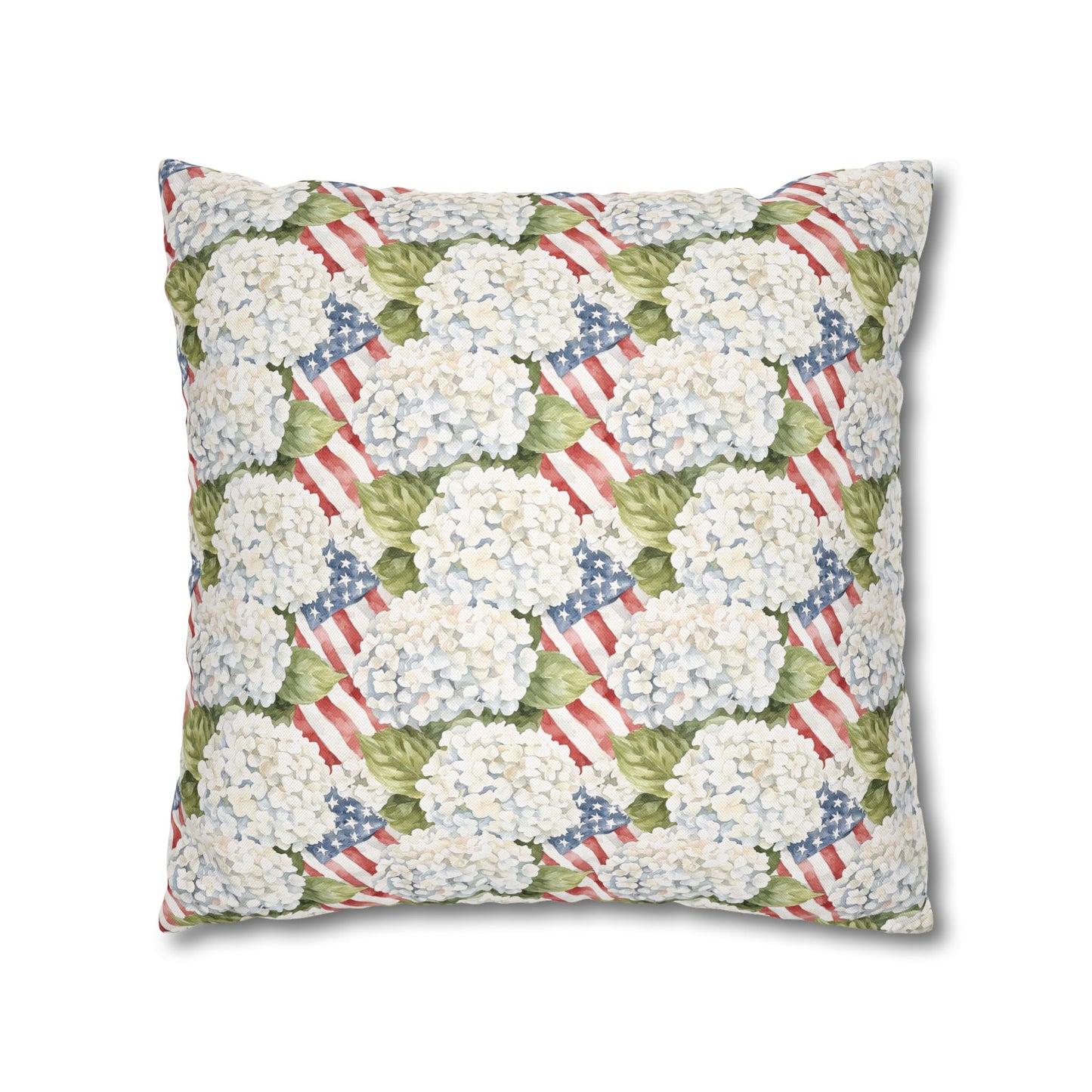 Patriotic Hydrangea Pillow Cover, 4th of July Pillow Cover, Farmhouse Summer Decor