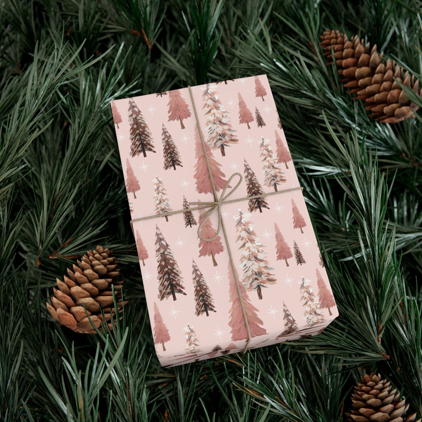 Pink Christmas Tree Wrapping Paper