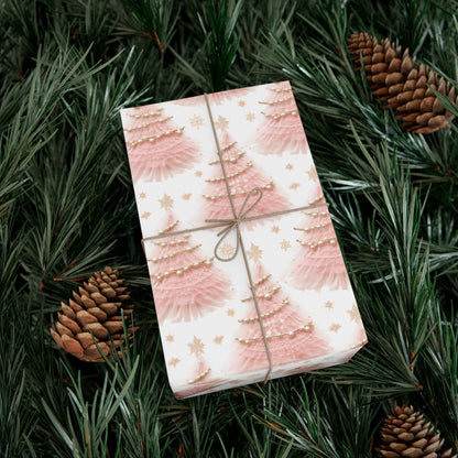 Faux 3D Ballet Tulle Pink Christmas Trees