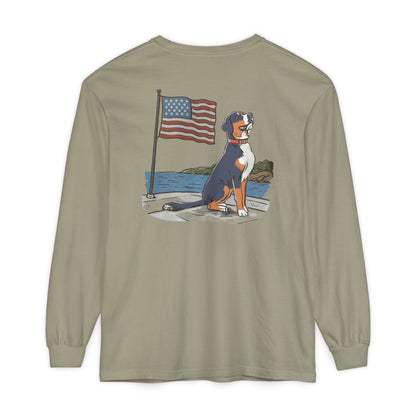 2025 New Summer Swissy Unisex *Long Sleeve* Comfort Colors Brand Shirt, Greater Swiss Mountain Dog Flag Shirt, Cartoon Swissy Character