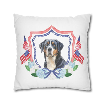 Summer Swissy in the USA, Greater Swiss Mountain Dog Pillow Cover, Hand Drawn, Double-Sided Graphics, Swissy, GSMD