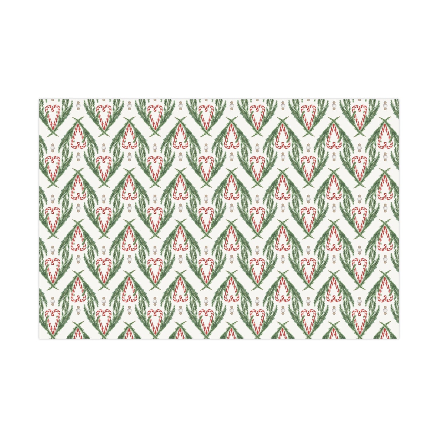 Watercolor Hand Drawn Candy Cane Christmas Wrapping Paper