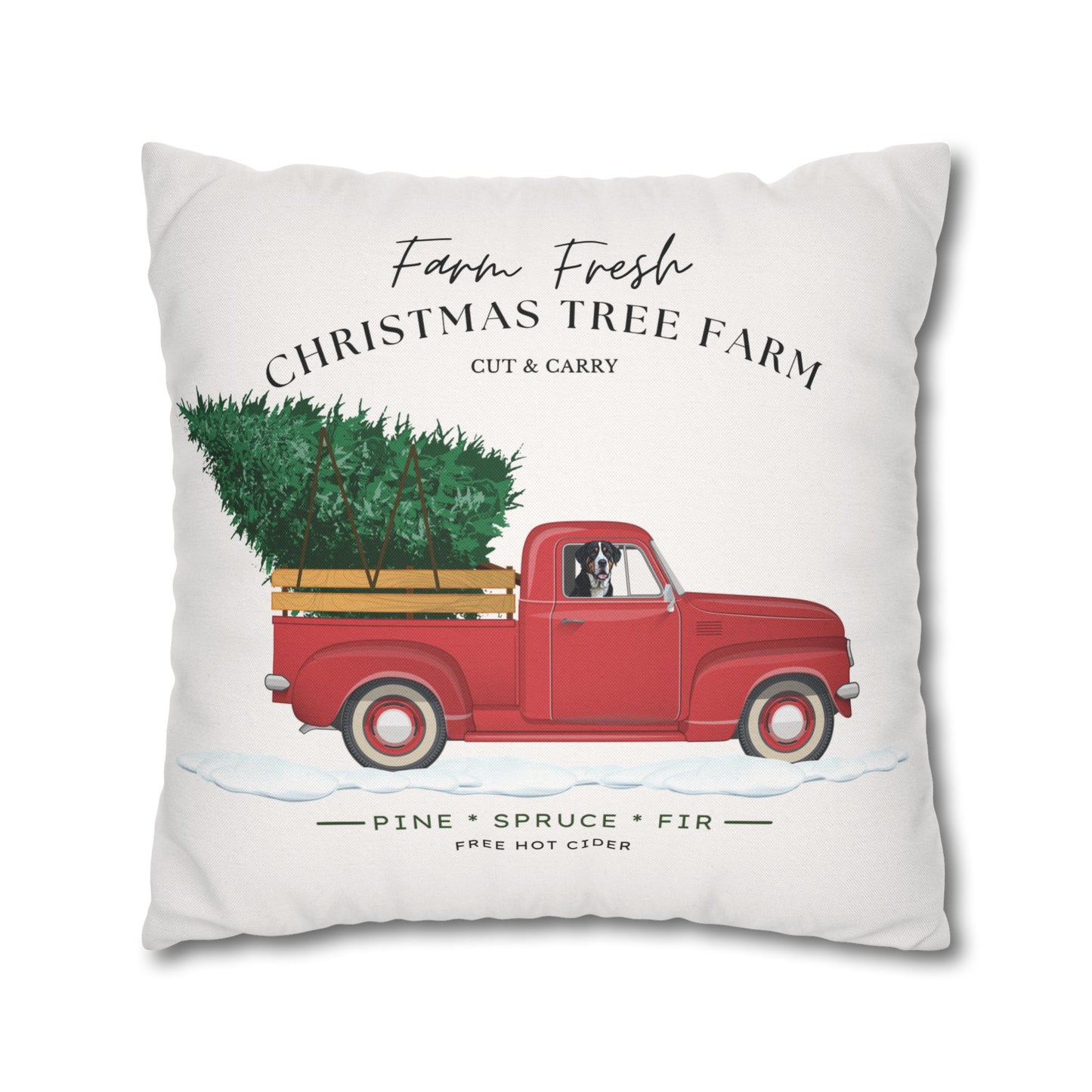 Christmas Swissy Tree Farm Pillow Cover, Double Sided Print