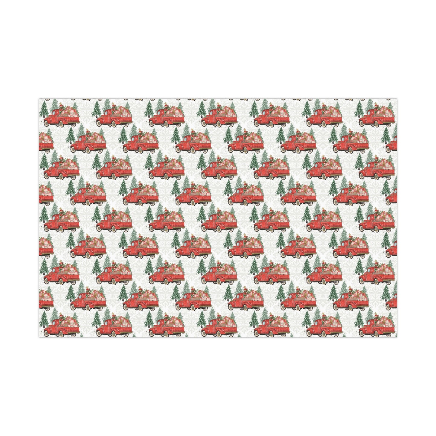 Watercolor Red Truck Christmas Wrapping Paper