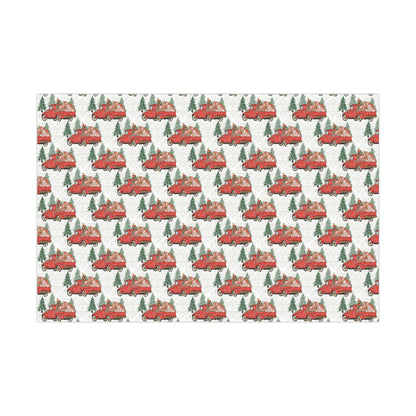 Watercolor Red Truck Christmas Wrapping Paper