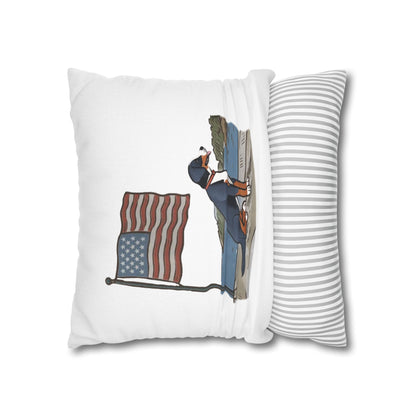 Patriotic Summer Greater Swiss Mountain Dog Pillow Cover, Hand Drawn, Double-Sided Graphics, Swissy, GSMD