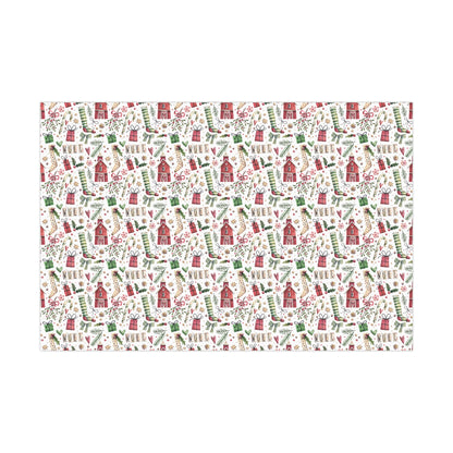 Hand drawn Vintage Christmas Gift Wrap