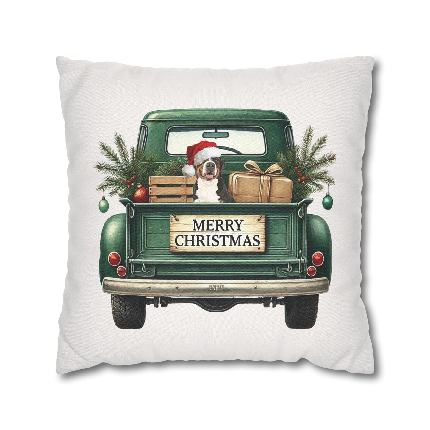 Christmas Truck Swissy Pillow Cover, Double Sided Print