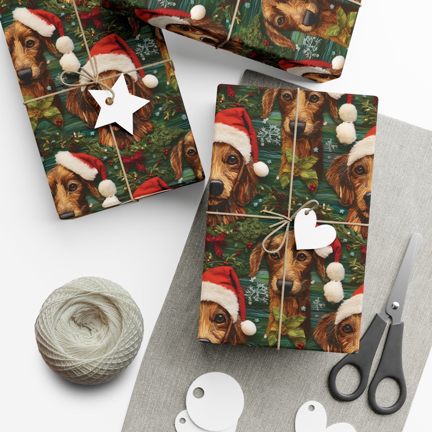 Faux 3D Christmas Dogs