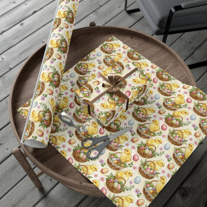 Easter Chicks and Baskets Wrapping Paper, Adorable Chicks Gift Wrap, Wrapping Paper, Easter Gift, Easter Basket, Easter Rabbit