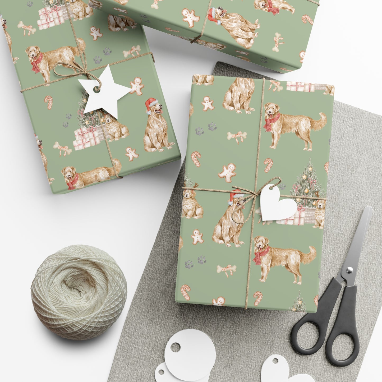 Golden Retriever Christmas Gift Wrap