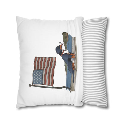 Patriotic Summer Greater Swiss Mountain Dog Pillow Cover, Hand Drawn, Double-Sided Graphics, Swissy, GSMD