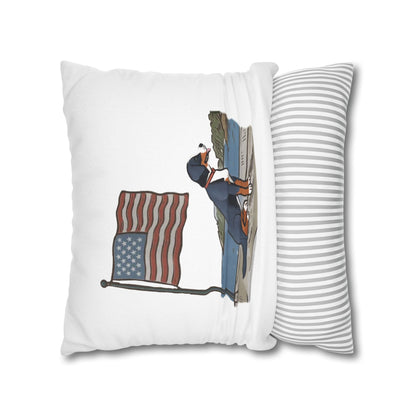 Patriotic Summer Greater Swiss Mountain Dog Pillow Cover, Hand Drawn, Double-Sided Graphics, Swissy, GSMD
