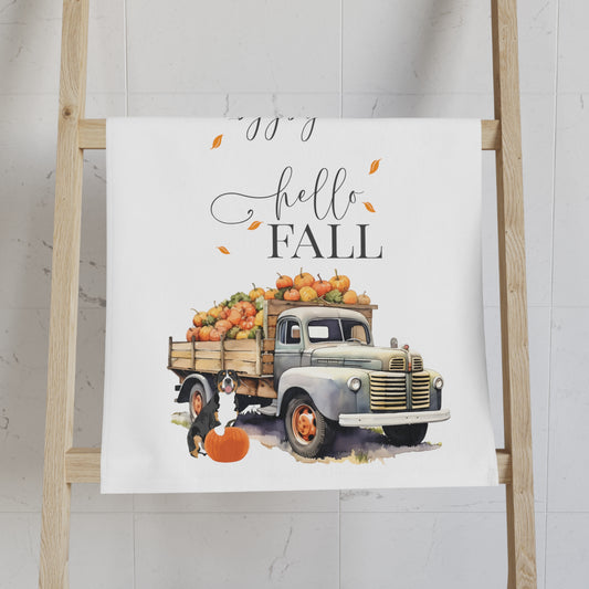 Hello Fall Swissy with Pumpkin Kitchen Towel