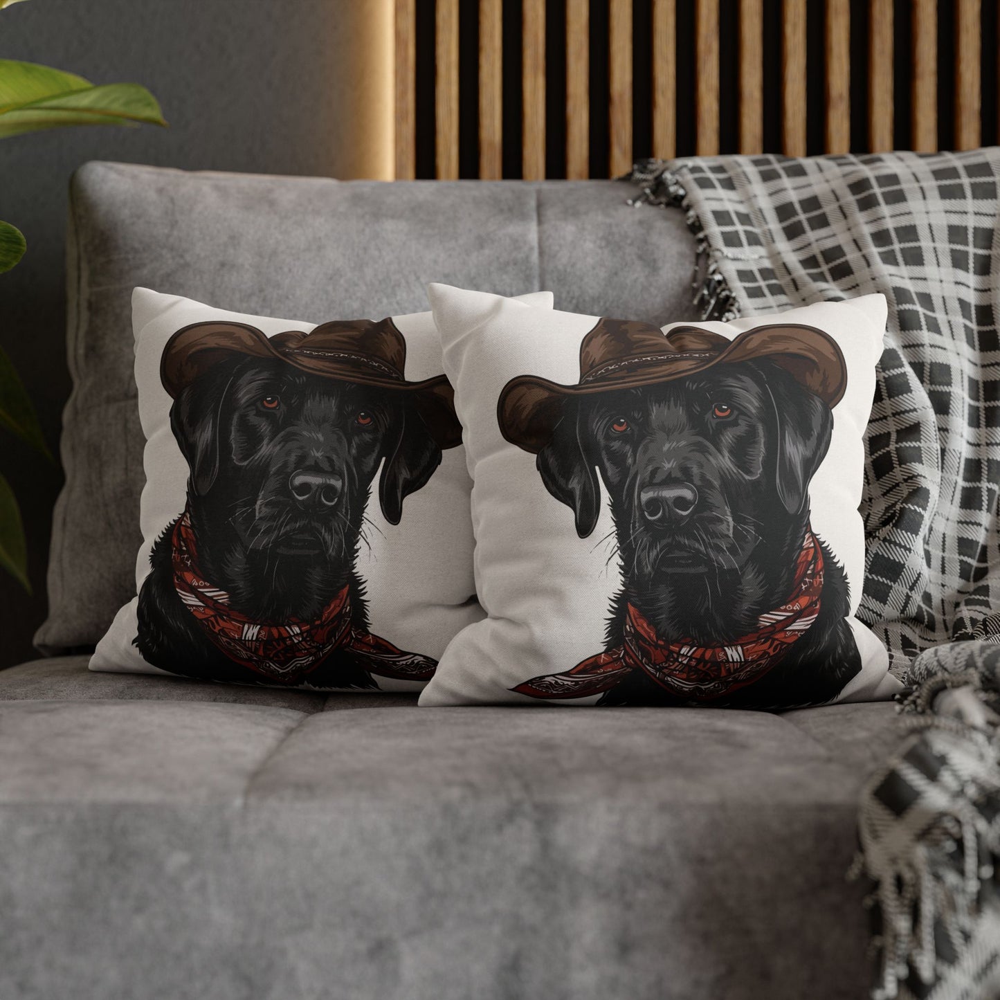 Black Lab, Labrador Retriever, Western Cowboy, Double Sided Pillow Cover