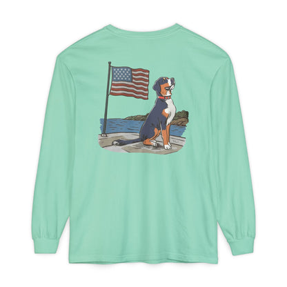 2025 New Summer Swissy Unisex *Long Sleeve* Comfort Colors Brand Shirt, Greater Swiss Mountain Dog Flag Shirt, Cartoon Swissy Character
