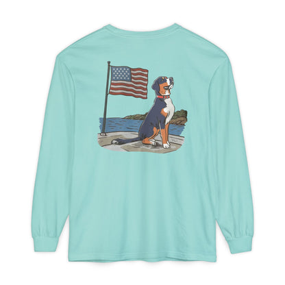 2025 New Summer Swissy Unisex *Long Sleeve* Comfort Colors Brand Shirt, Greater Swiss Mountain Dog Flag Shirt, Cartoon Swissy Character