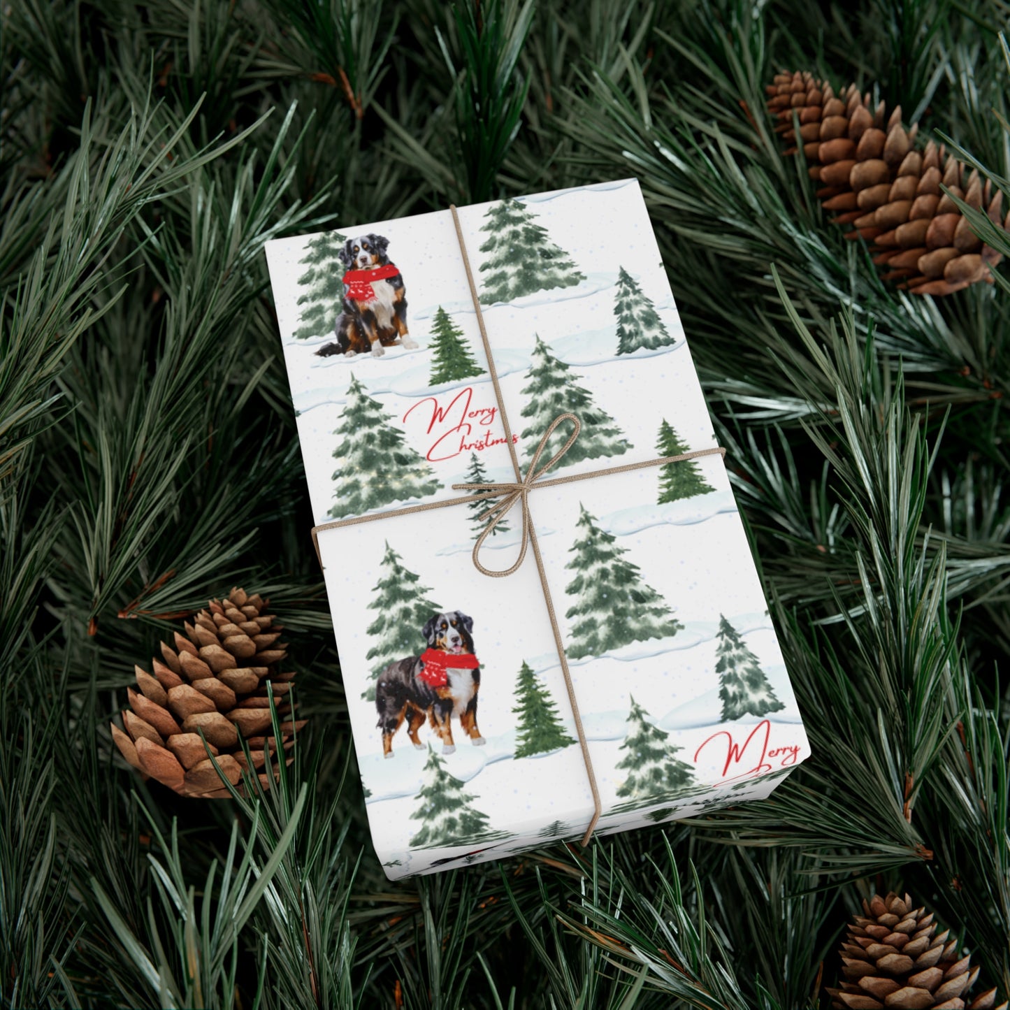 Bernese Mountain Dog Snowy Christmas Gift Wrap