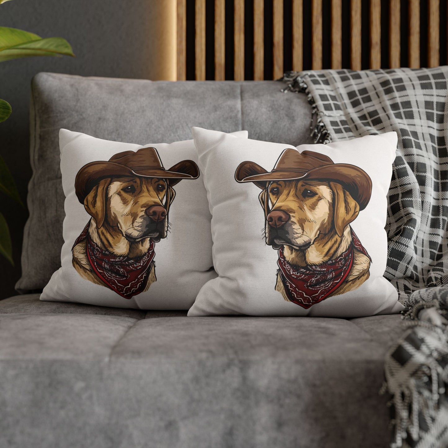 Yellow Labrador Retriever, Western Cowboy, Double Sided Pillow Cover