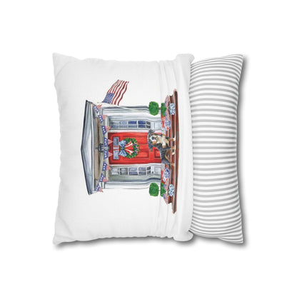 Summer Swissy in the USA, Greater Swiss Mountain Dog Pillow Cover, Hand Drawn, Double-Sided Graphics, Swissy, GSMD