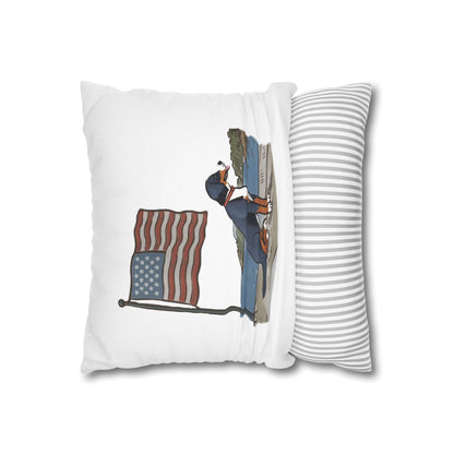 Patriotic Summer Greater Swiss Mountain Dog Pillow Cover, Hand Drawn, Double-Sided Graphics, Swissy, GSMD