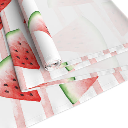 Watercolor Watermelon & Stripes Table Runner