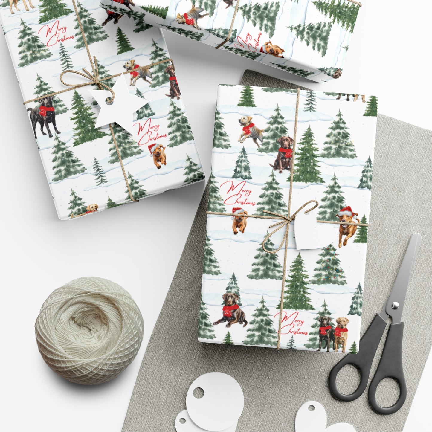 Snowy Labrador Retrievers Christmas Wrapping Paper, Labrador Retriever Dog Gift Wrap, Christmas Wrapping Paper, Christmas Gift Wrap