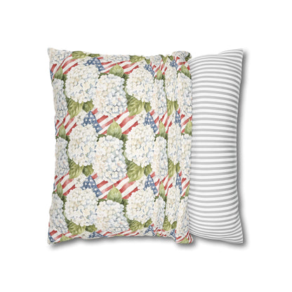 Patriotic Hydrangea Pillow Cover, 4th of July Pillow Cover, Farmhouse Summer Decor