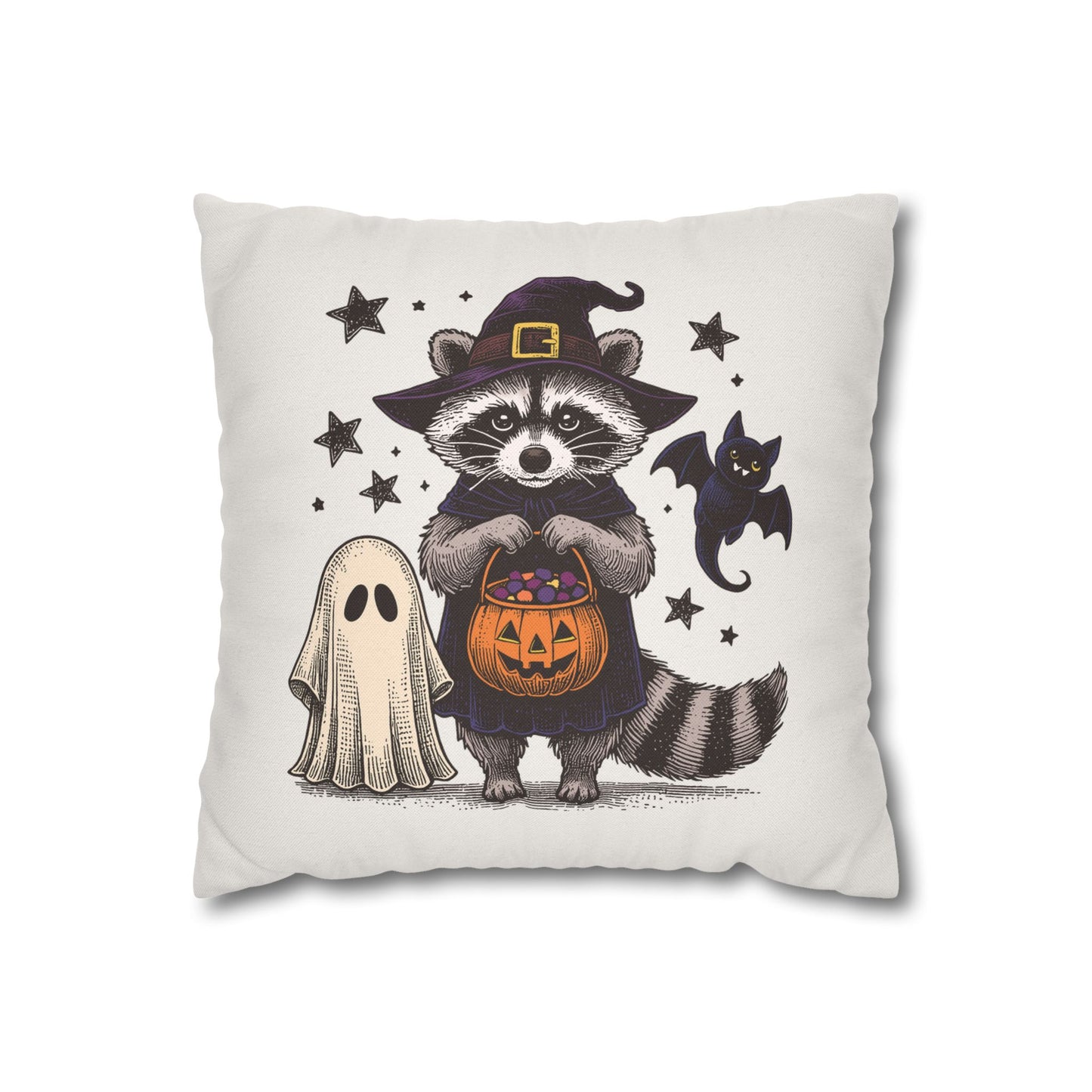 Halloween Raccoon Ghost Pillow Cover