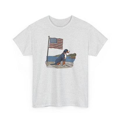2025 New Summer Swissy Unisex Tshirt, Greater Swiss Mountain Dog Patriotic Flag Shirt, Cartoon Swissy Character