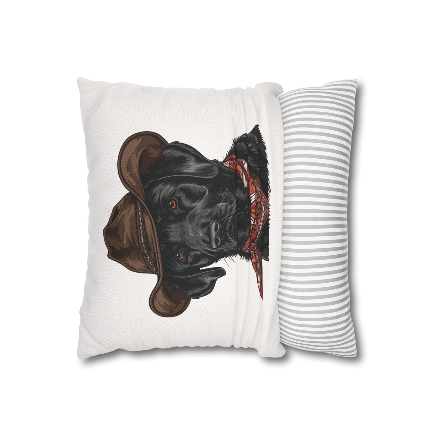 Black Lab, Labrador Retriever, Western Cowboy, Double Sided Pillow Cover