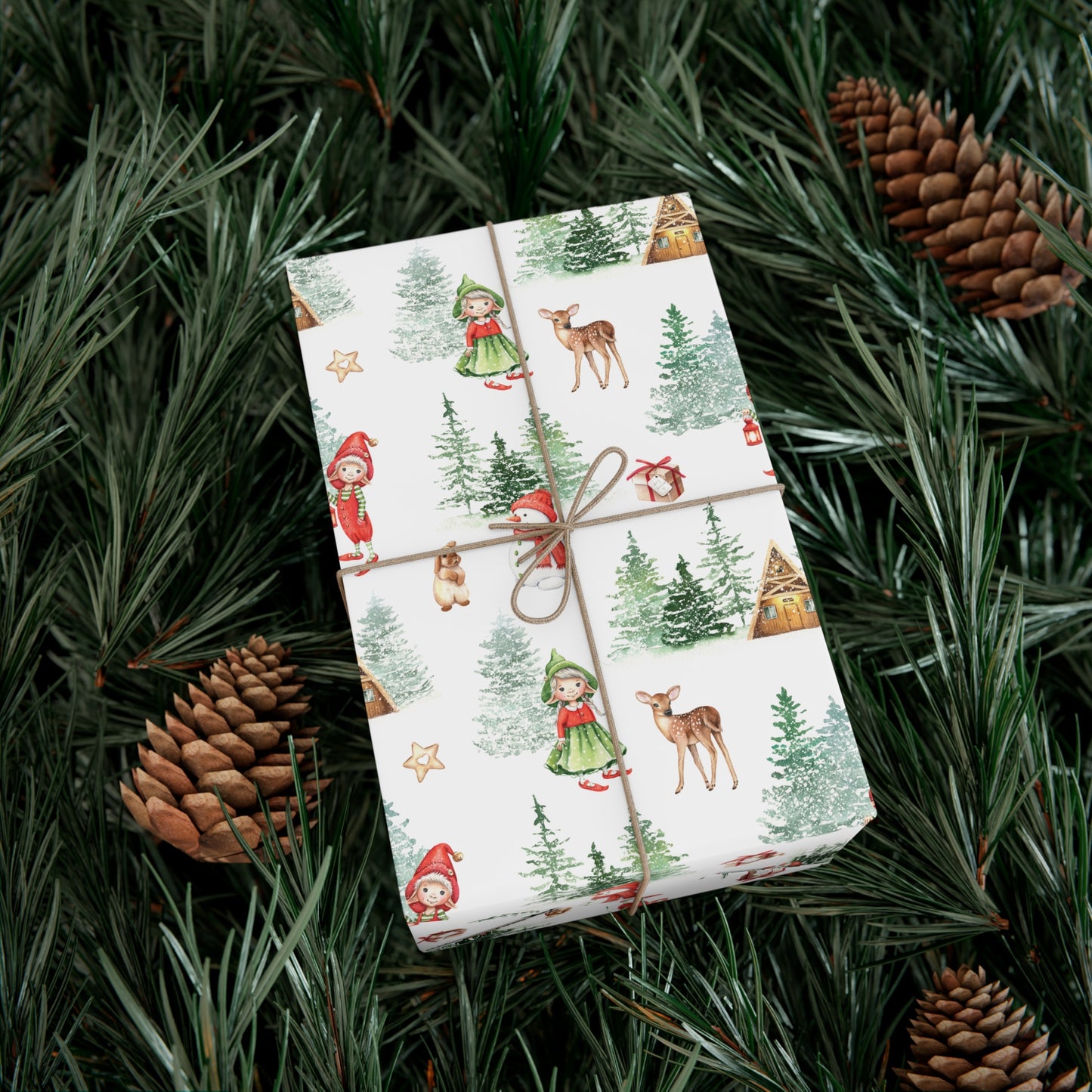 Nordic Elf Child Christmas Wrapping Paper