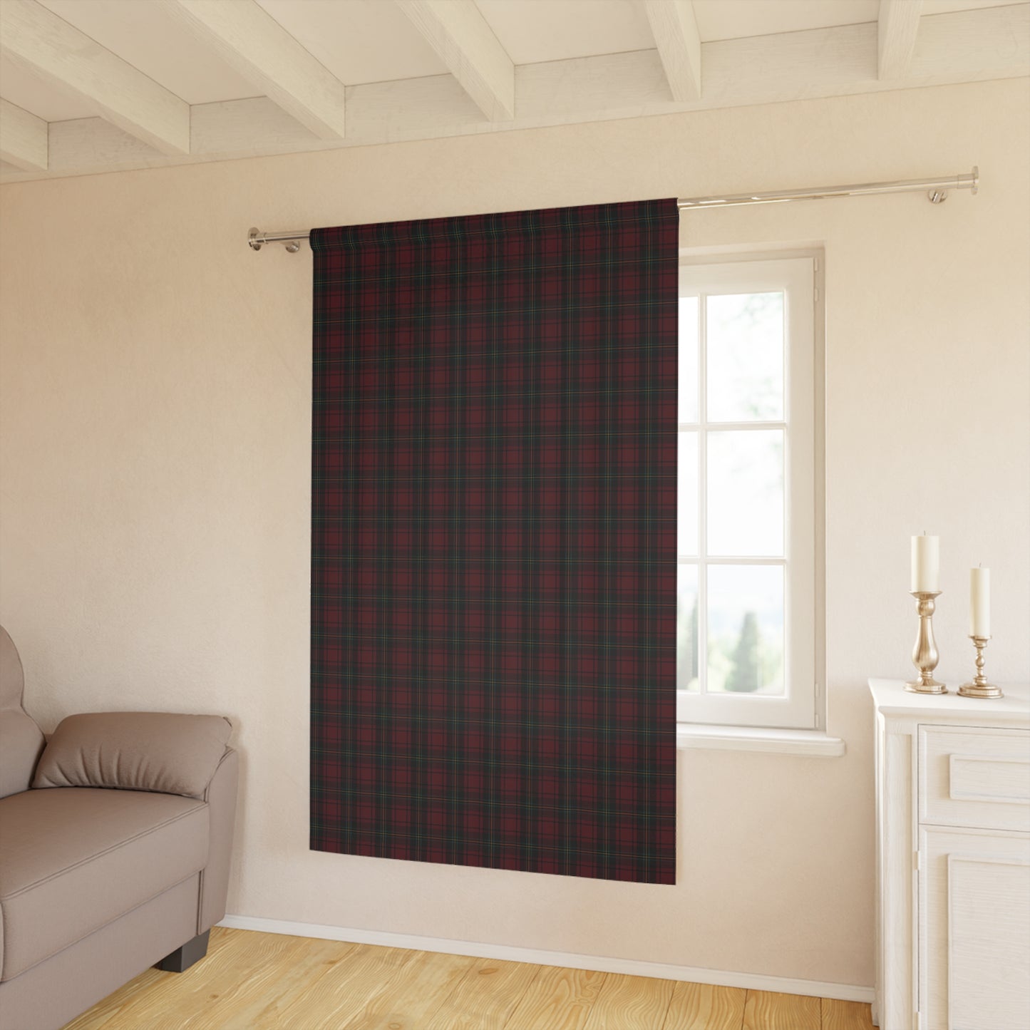 Christmas Tartan Plaid Window Curtain, Premium Blackout Window Curtains (1 Piece), Christmas Home Decor, Holiday Home, Ralph Lauren Inspired