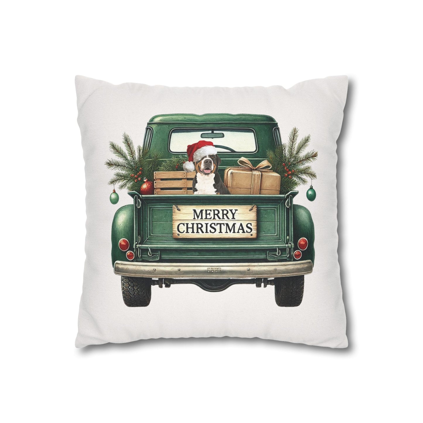 Christmas Truck Swissy Pillow Cover, Double Sided Print