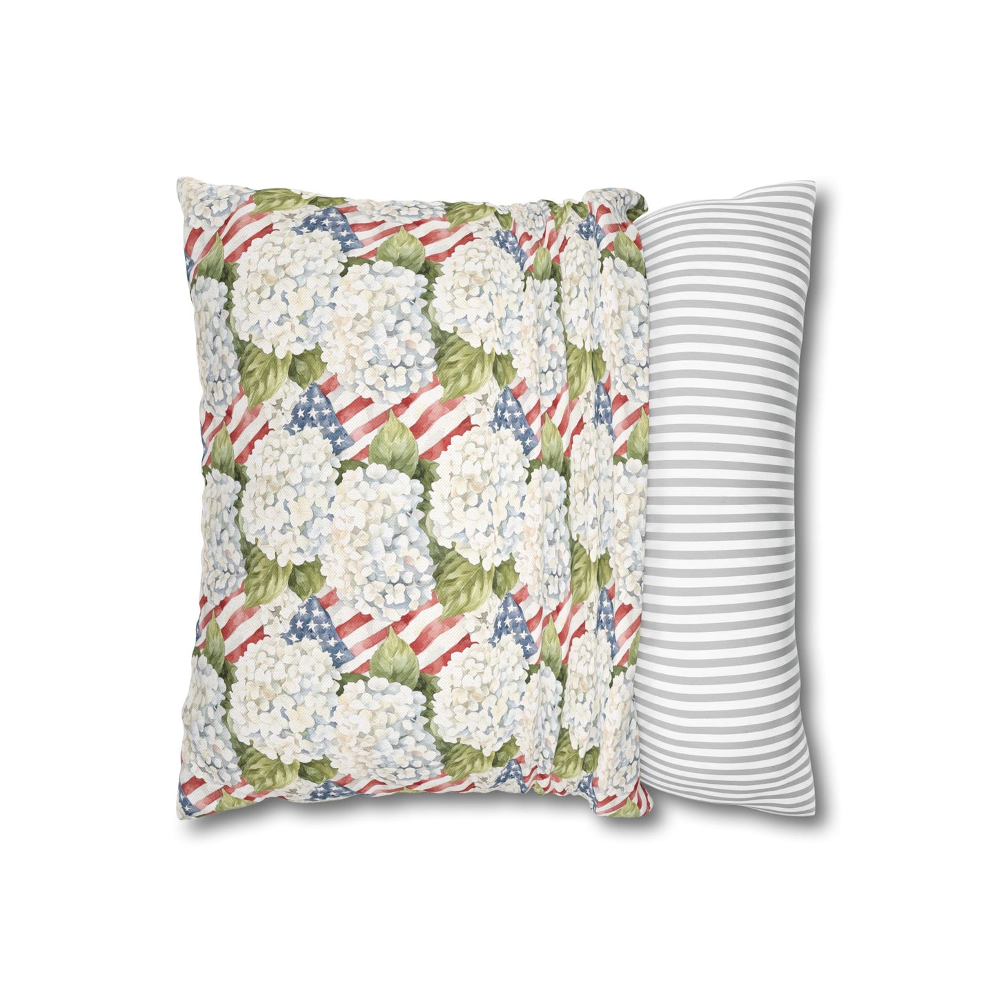 Patriotic Hydrangea Pillow Cover, 4th of July Pillow Cover, Farmhouse Summer Decor