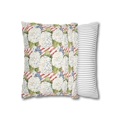 Patriotic Hydrangea Pillow Cover, 4th of July Pillow Cover, Farmhouse Summer Decor