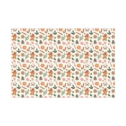 Vintage Christmas Baking Gift Wrap, Merry Christmas Wrapping Paper, Holiday Gift Wrap, Orange slices, Gingerbread man, cookies