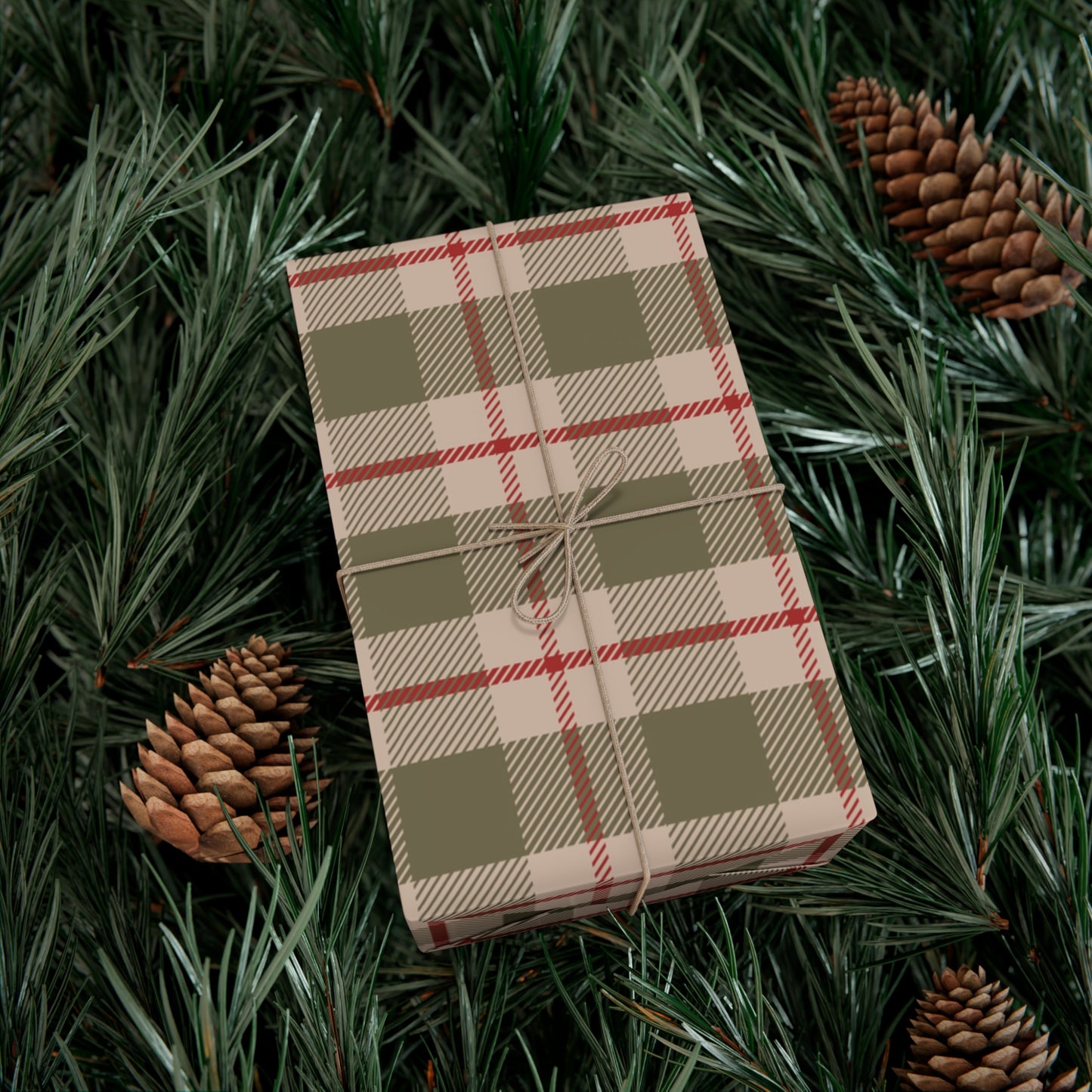 Christmas Farmhouse Vintage Rustic Plaid Classic Vintage Gift Wrap Roll, Holiday Gift Wrap, Christmas Paper, Gift Wrap