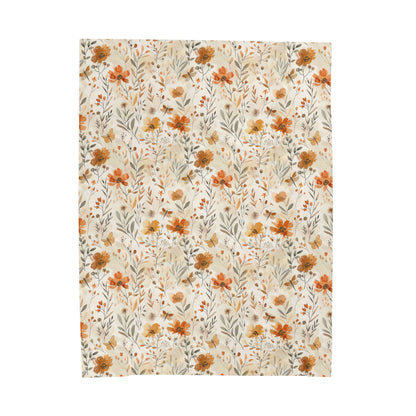 Autumn Botanicals & Butterflies Velveteen Plush Blanket