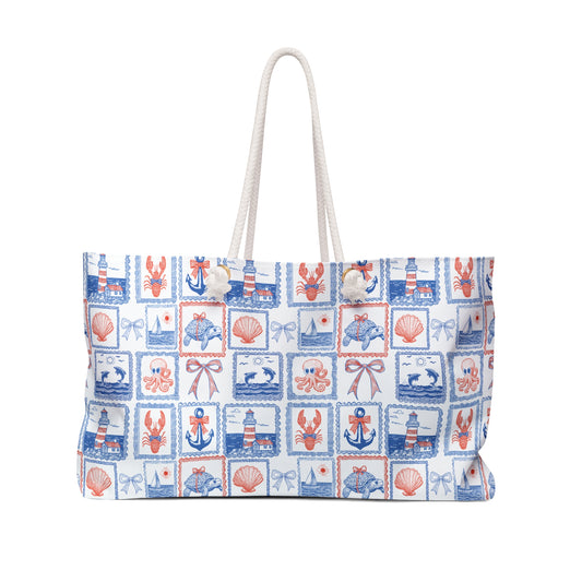 Hand Sketched Summer Weekended Bag, Oversized Rope Handle Weekender Bag, Pickleball Bag, Summer Tote, Beach Bag