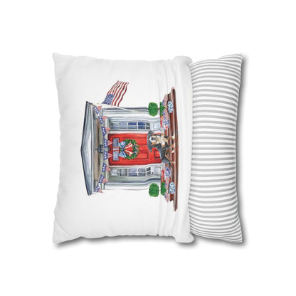Summer Swissy in the USA, Greater Swiss Mountain Dog Pillow Cover, Hand Drawn, Double-Sided Graphics, Swissy, GSMD
