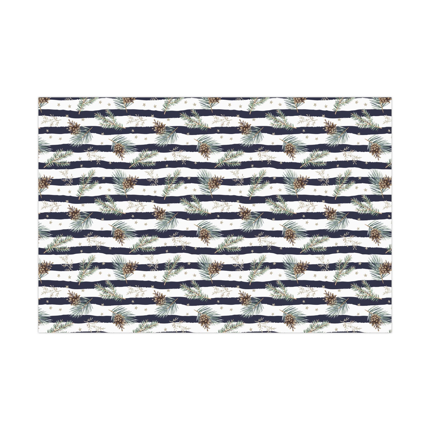 Navy Striped Nautical Christmas Wrapping Paper