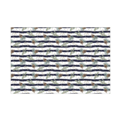 Navy Striped Nautical Christmas Wrapping Paper