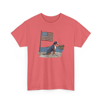 2025 New Summer Swissy Unisex Tshirt, Greater Swiss Mountain Dog Patriotic Flag Shirt, Cartoon Swissy Character