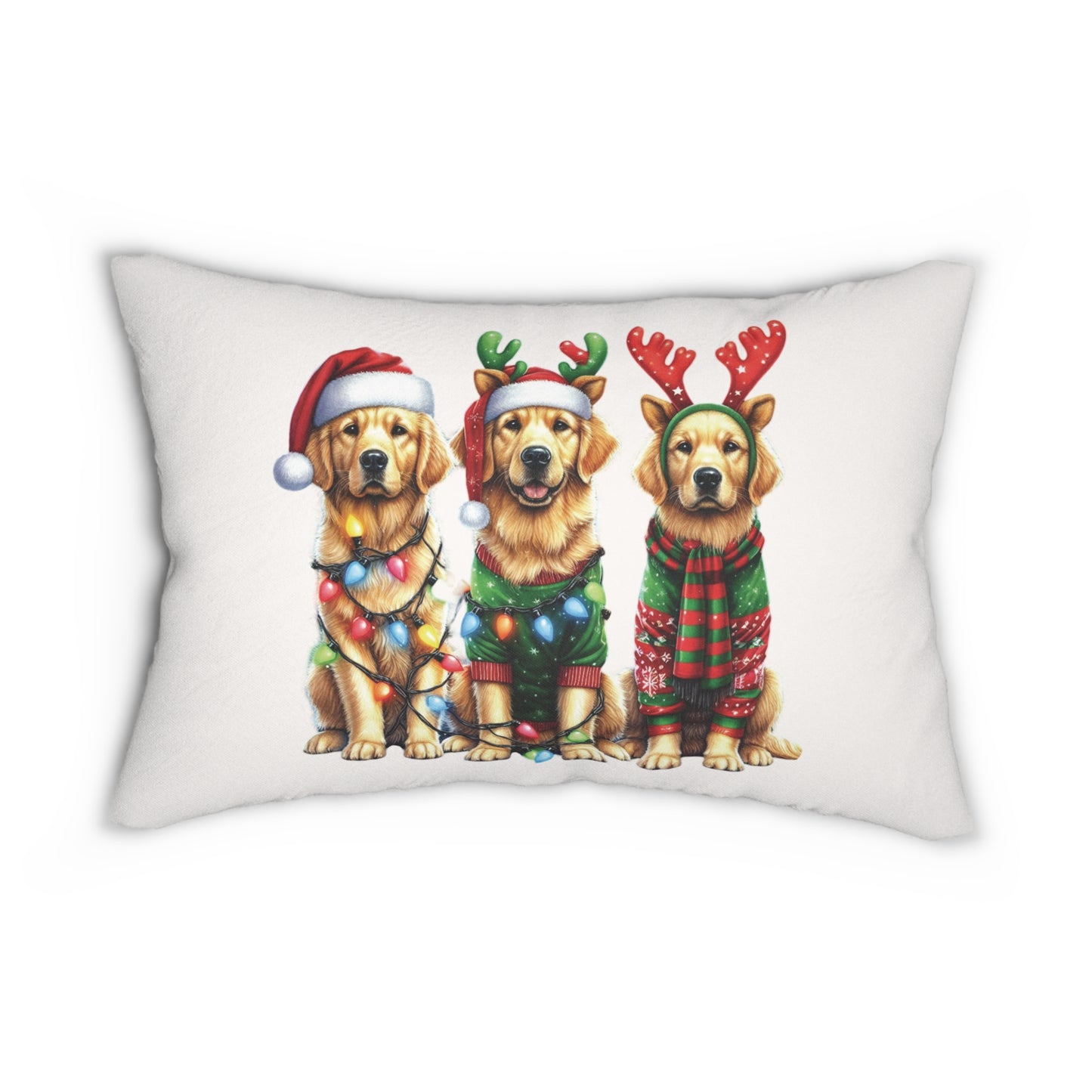 Golden Retriever Funny Christmas Lineup Lumbar Pillow & Cover, Oversized Lumbar Pillow, Throw Pillow, Christmas Home, Retriever Christmas