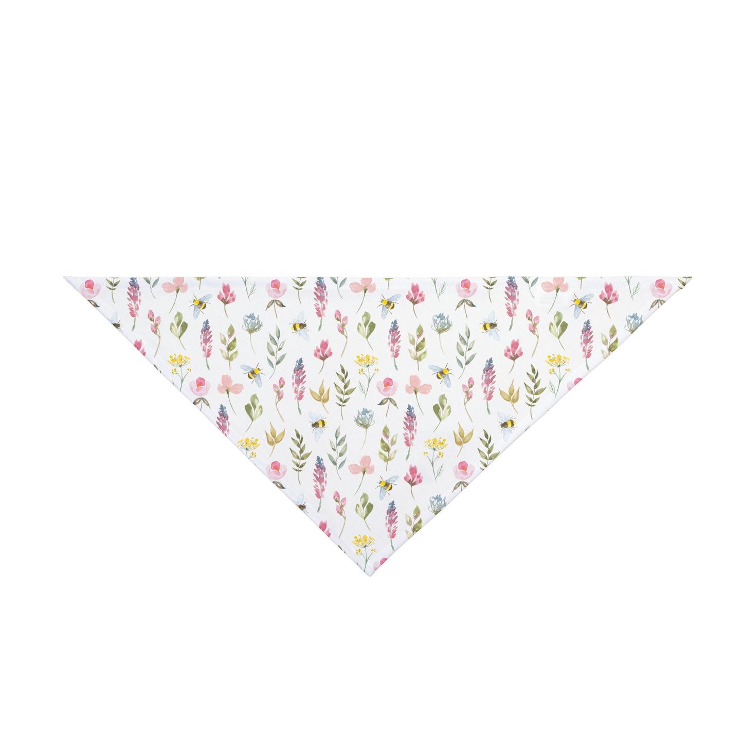 Watercolor Spring Wildflowers & Bees Dog Bandana, Spring Dog Bandana