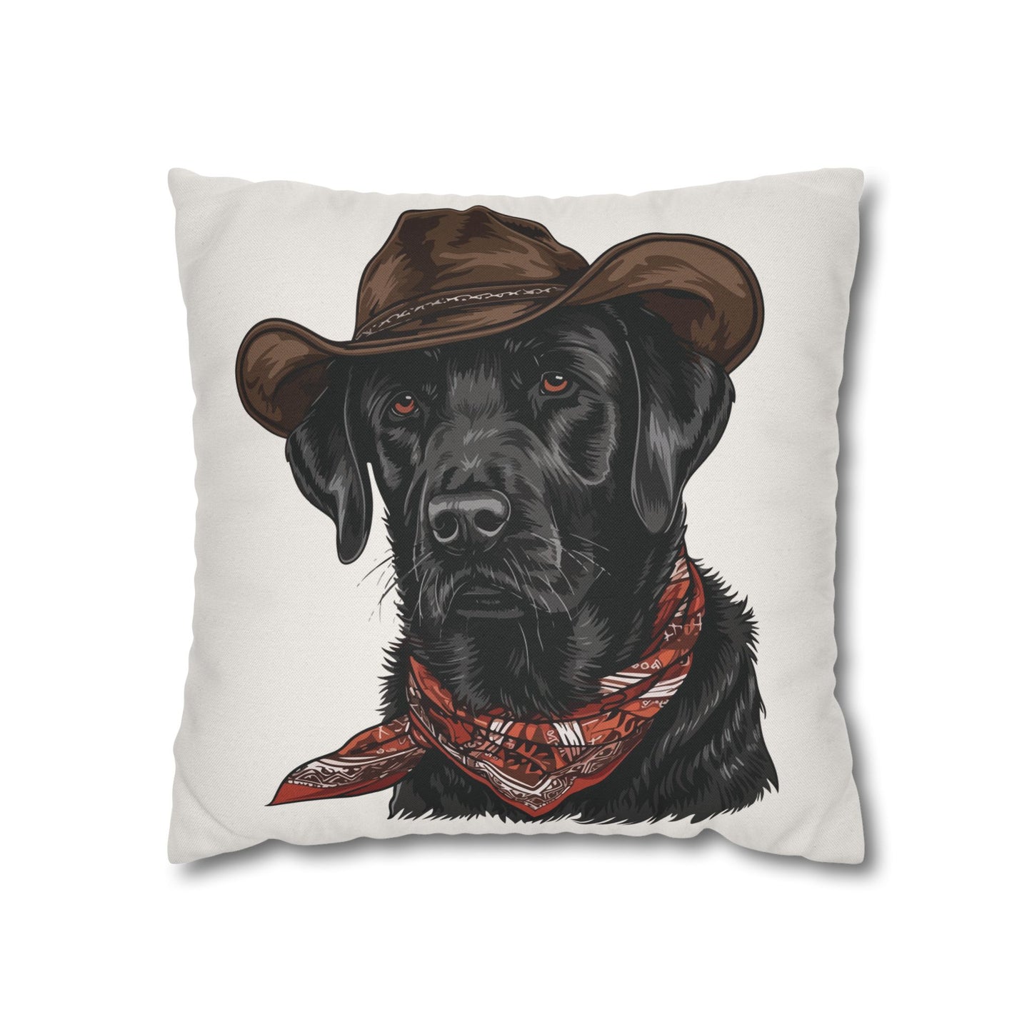 Black Lab, Labrador Retriever, Western Cowboy, Double Sided Pillow Cover