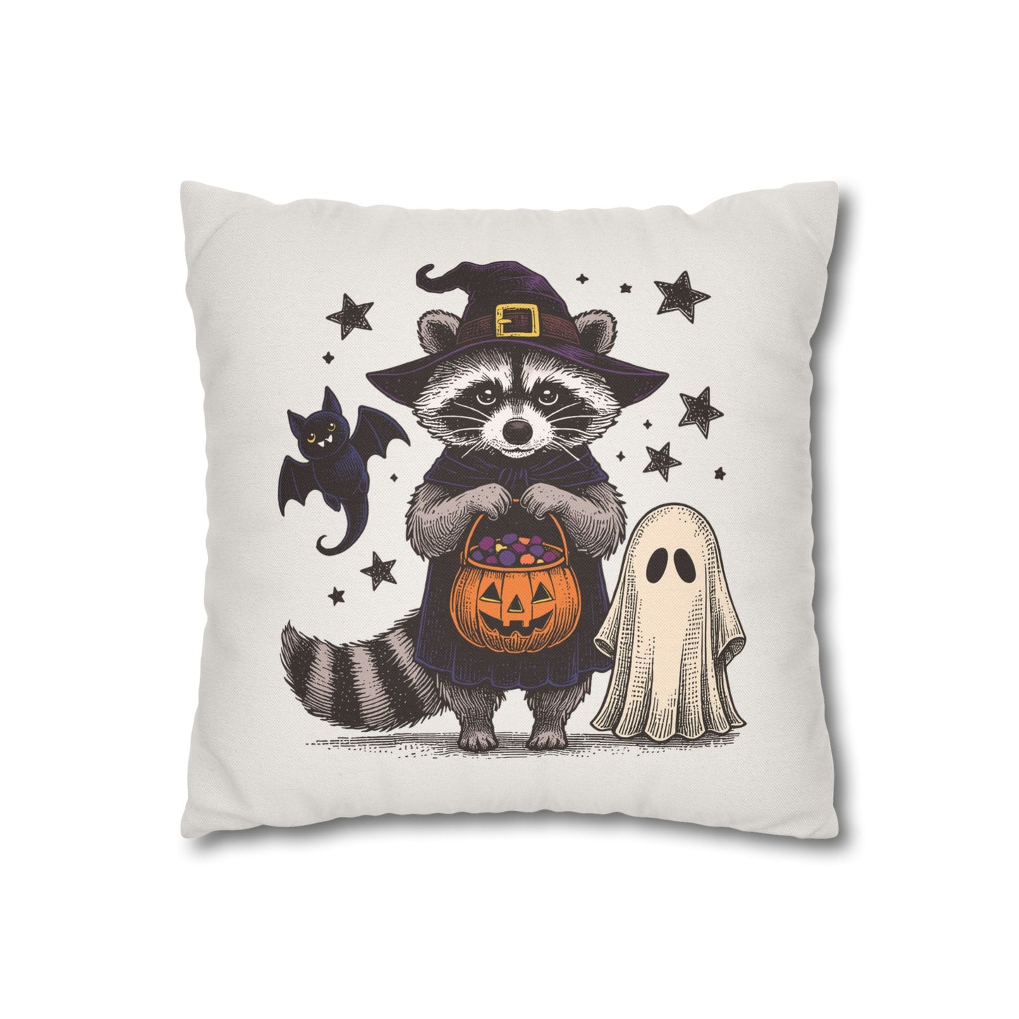 Halloween Raccoon Ghost Pillow Cover