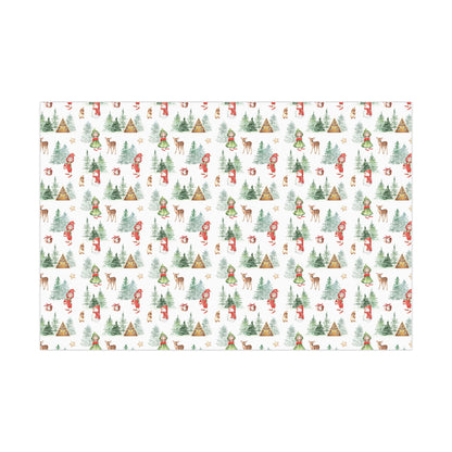 Nordic Elf Child Christmas Wrapping Paper